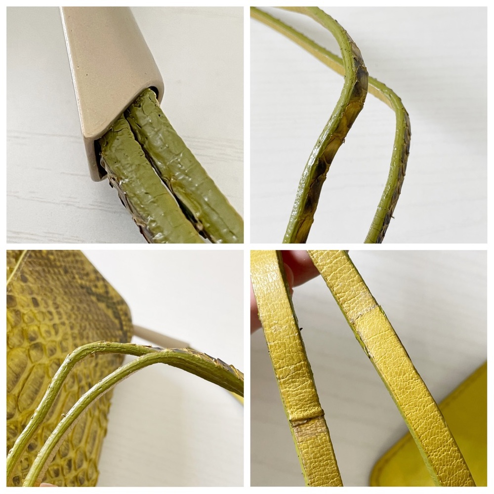 ❤️SOLD❤️Bottega Veneta yellow snakeskin leather vintage shoulder bag - Picture 6 of 13